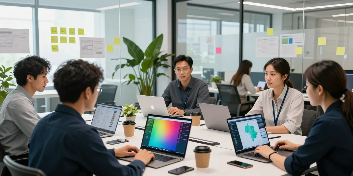 Team collaborating on GEO software for agencies in a modern office setting.