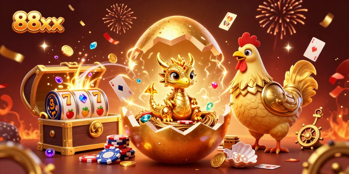 Spin and win at 88xx, featuring a golden dragon guarding a nest of poker chips in a vibrant casino scene.